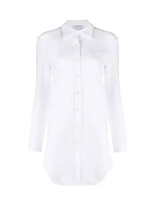 three stripe tab shirt pocket midi dress white - THOM BROWNE - BALAAN 2