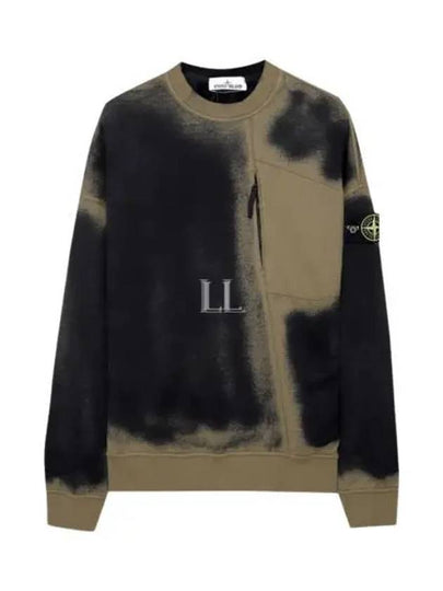 Hand Sprayed Airbrush Treatment Crew Neck Sweatshirt Dark Beige Black - STONE ISLAND - BALAAN 2