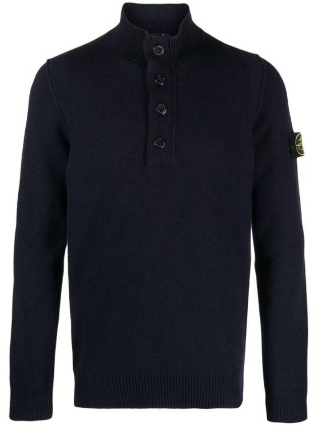 Wappen Patch Button Knit Top Navy - STONE ISLAND - BALAAN 2