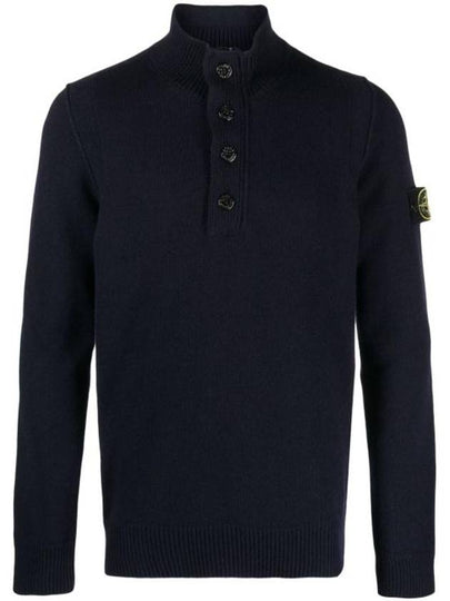 Wappen Patch Button Knit Top Navy - STONE ISLAND - BALAAN 2