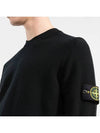 Men's Wappen Patch Crew Neck Wool Knit Top Black - STONE ISLAND - BALAAN 5