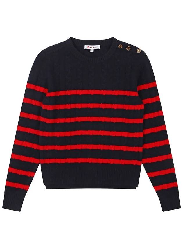 Striped Cashmere SweaterOF2402LBNAVY - ONOFF - BALAAN 1