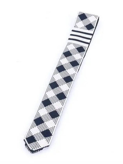 Gingham Check Silk Jacquard Neck Tie White Black - THOM BROWNE - BALAAN 2