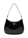 Triangular Logo Cleo Brushed Leather Shoulder Bag Black - PRADA - BALAAN 3