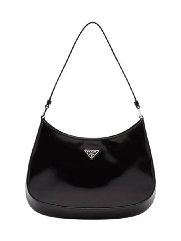 Triangular Logo Cleo Brushed Leather Shoulder Bag Black - PRADA - BALAAN 3