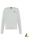 Logo Silk V-Neck Knit Top Grey - PRADA - BALAAN 2