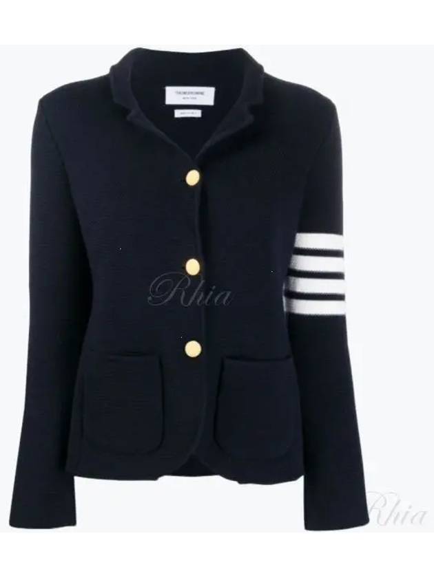 Women's Fine Merino Wool Link Jacket Navy - THOM BROWNE - BALAAN 2