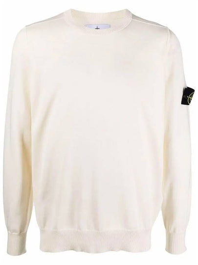 Wappen Patch Crew Neck Soft Cotton Knit Top Ivory - STONE ISLAND - BALAAN 2