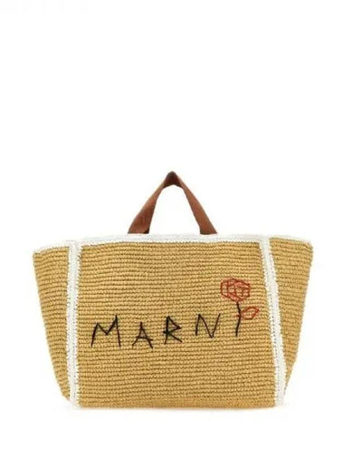 Raffia logo embroidered tote bag 271060 - MARNI - BALAAN 1