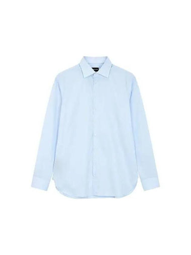 Men s Rounded Hem Cotton Shirt Blue 270015 - GIORGIO ARMANI - BALAAN 1