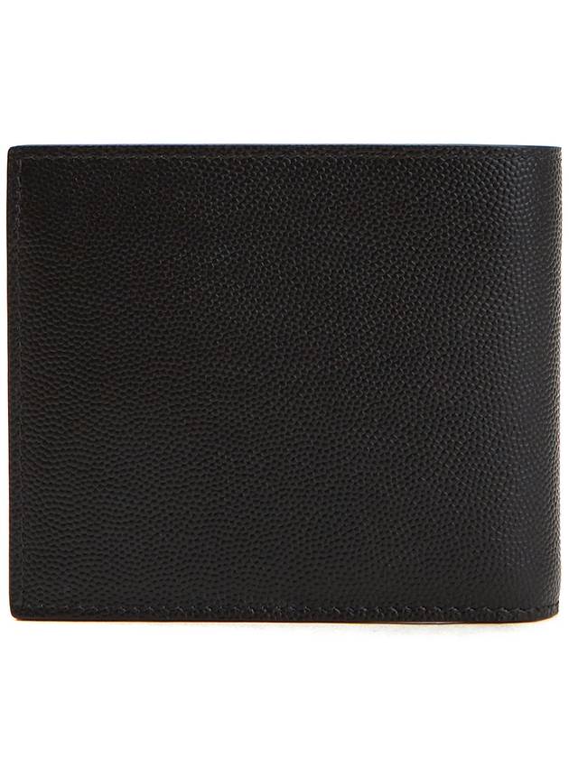 Classic Logo Textured Leather Half Wallet Black - SAINT LAURENT - BALAAN 3