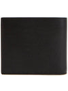 Classic Logo Textured Leather Half Wallet Black - SAINT LAURENT - BALAAN 3