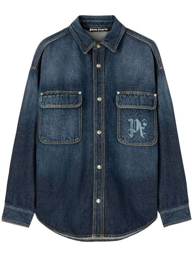 Palm Angels Logo-Print Denim Shirt - PALM ANGELS - BALAAN 1