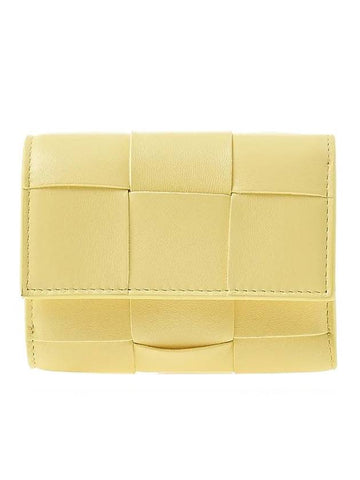 Intrecciato Tri-Fold Zip Half Wallet Yellow - BOTTEGA VENETA - BALAAN 1