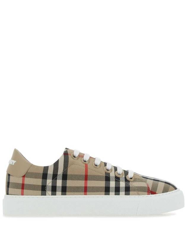 Vintage Check and Leather Sneakers Archive Beige - BURBERRY - BALAAN 2