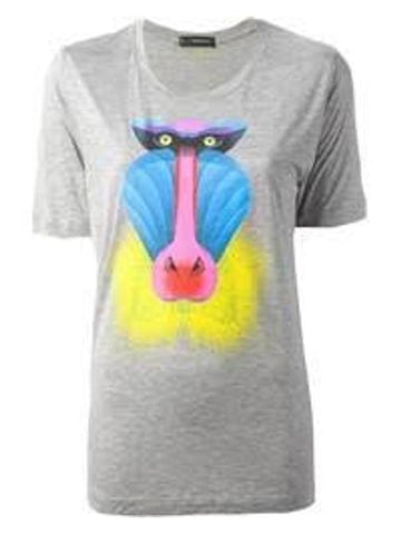 Monkey Illustration Short Sleeve T-Shirt Grey - DSQUARED2 - BALAAN 1