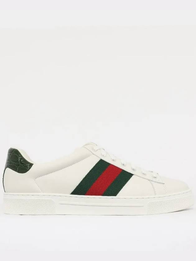 Ace Web Leather Low Top Sneakers White - GUCCI - BALAAN 3