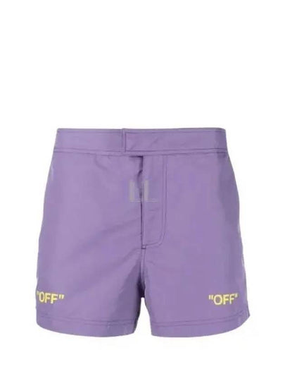 Logo Printing Swim Shorts Purple - OFF WHITE - BALAAN 2