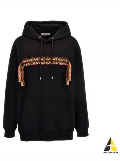 Logo Applique Oversized Fit Hoodie Black - LANVIN - BALAAN 2