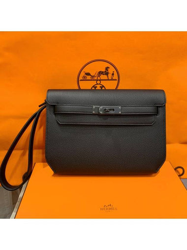 Kelly Depeche Bag 25 Monochrome Pouch Togo Skin Black - HERMES - BALAAN 1