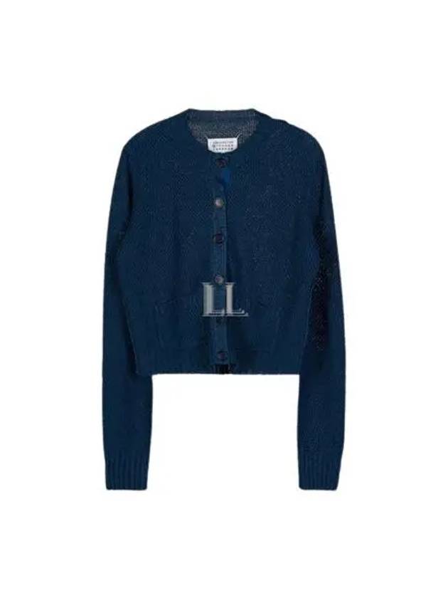 Hemp Basket Weave Knit Cardigan Blue - MAISON MARGIELA - BALAAN 2