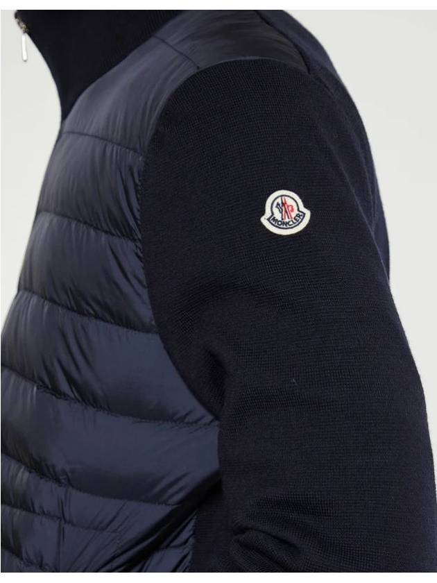 Padded Wool Cardigan Navy - MONCLER - BALAAN 3