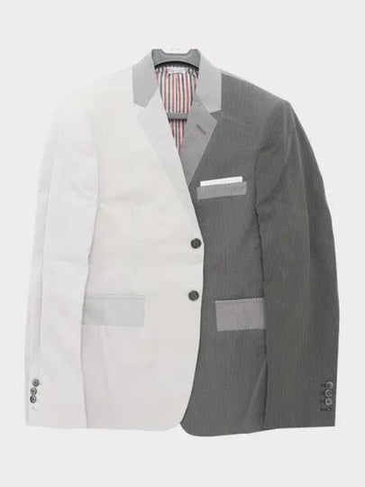 Funmix Seersucker Trompe Loeil Classic Jacket Light Grey - THOM BROWNE - BALAAN 2