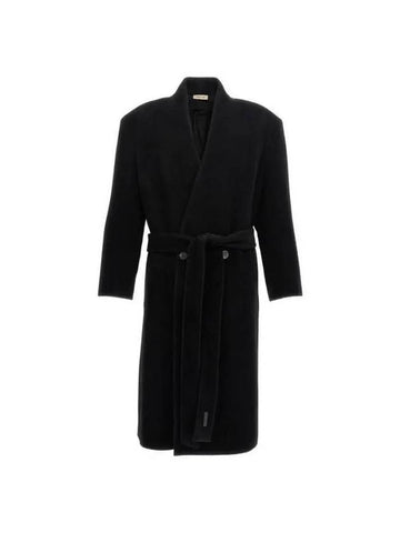 Collarless belt coat FG24FW30624BRHBLACK - FEAR OF GOD - BALAAN 1