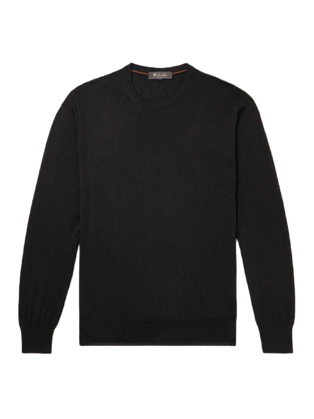 Men's Cash Light Crew Neck Knit Top Black - LORO PIANA - BALAAN 1