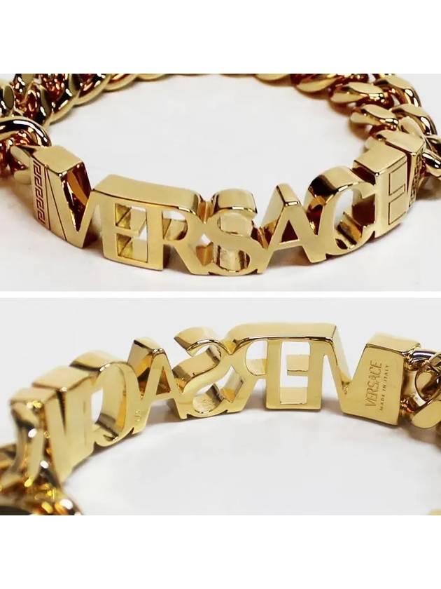 Lettering Logo Polished Bracelet Gold - VERSACE - BALAAN 3