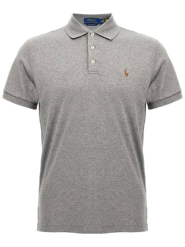 Embroidered Logo Pony Polo Shirt Grey - POLO RALPH LAUREN - BALAAN 2