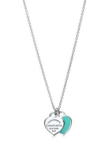 Return To Tiffany Mini Double Heart Necklace Silver Blue - TIFFANY & CO. - BALAAN 1