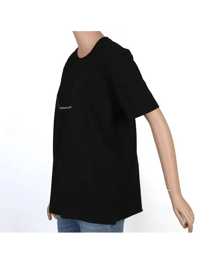 Logo Printing Cotton Short Sleeve T-Shirt Black - SAINT LAURENT - BALAAN.