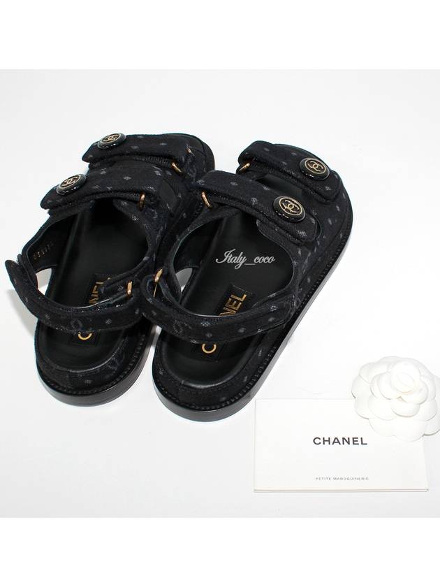 Printed Denim VelcroSandals Black - CHANEL - BALAAN 6