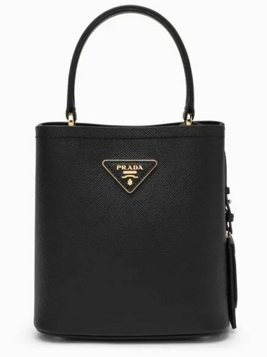 Panier Saffiano Leather Small Tote Bag Black - PRADA - BALAAN 2