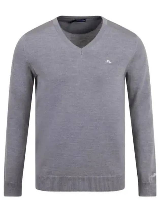 Lymann V-Neck Knit Top Light Grey Melange - J.LINDEBERG - BALAAN 2