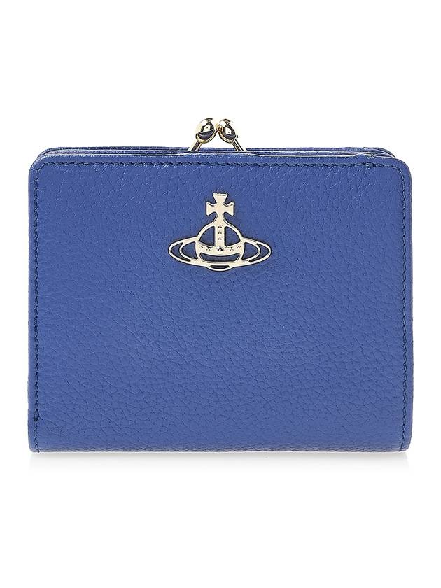 Grain Leather Frame Half Wallet Light Blue - VIVIENNE WESTWOOD - BALAAN 1