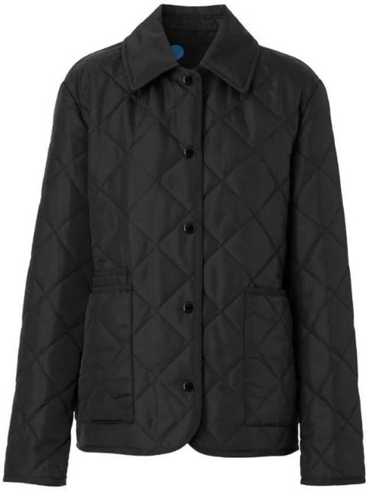 Diamond Quilted Nylon Canvas Jacket Black - BURBERRY - BALAAN.