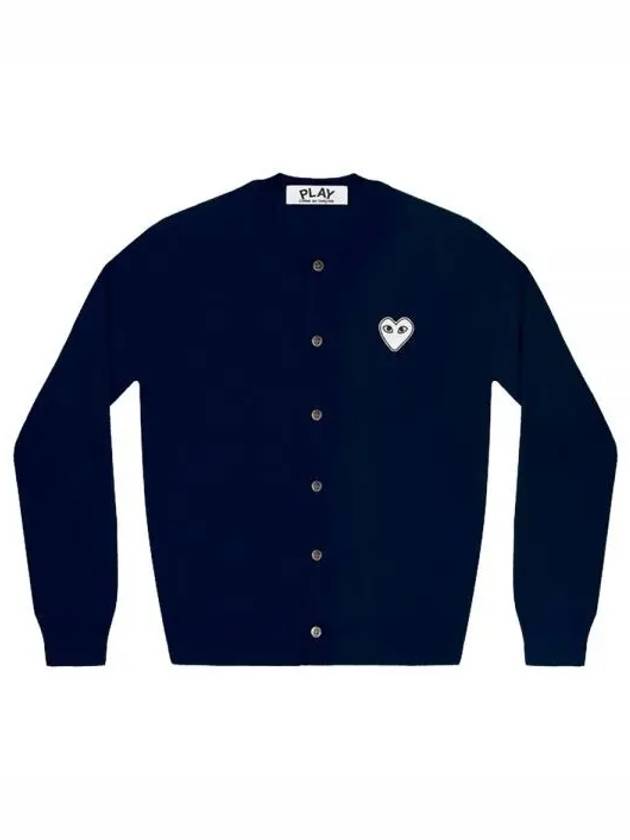 White Wappen Round Neck Wool Cardigan Navy - COMME DES GARCONS PLAY - BALAAN 2