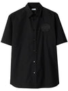 EKD Embroidered Cotton Short Sleeve Shirt Black - BURBERRY - BALAAN 1