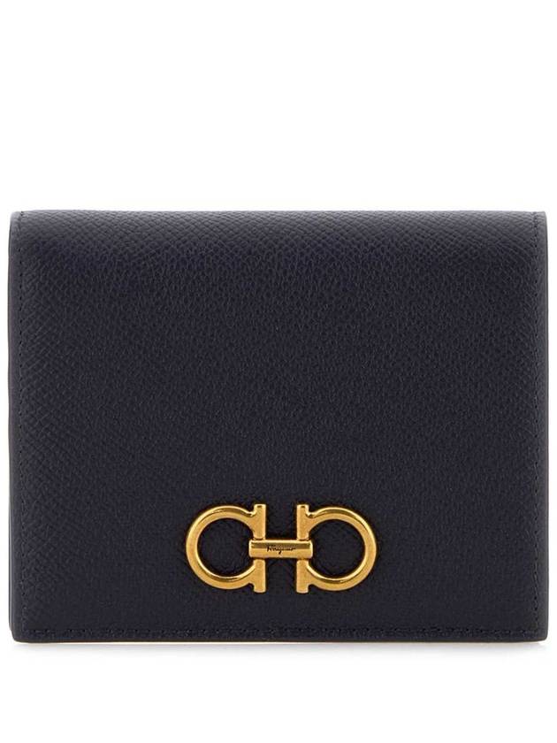 Gancini Compact Half Wallet Blue - SALVATORE FERRAGAMO - BALAAN 2