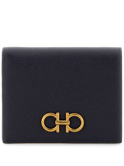 Gancini Compact Half Wallet Blue - SALVATORE FERRAGAMO - BALAAN 2