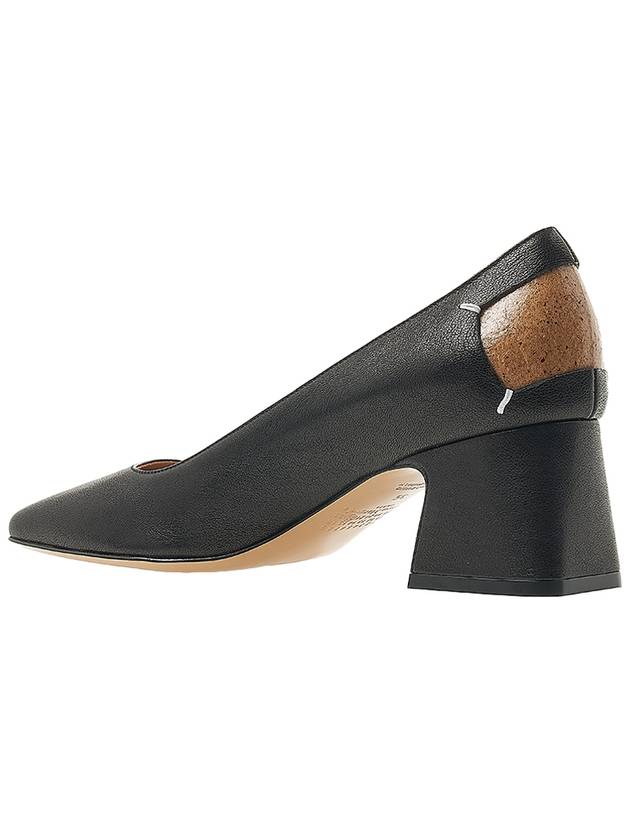 Stitched Leather Square Toe Pumps Black - MAISON MARGIELA - BALAAN 4