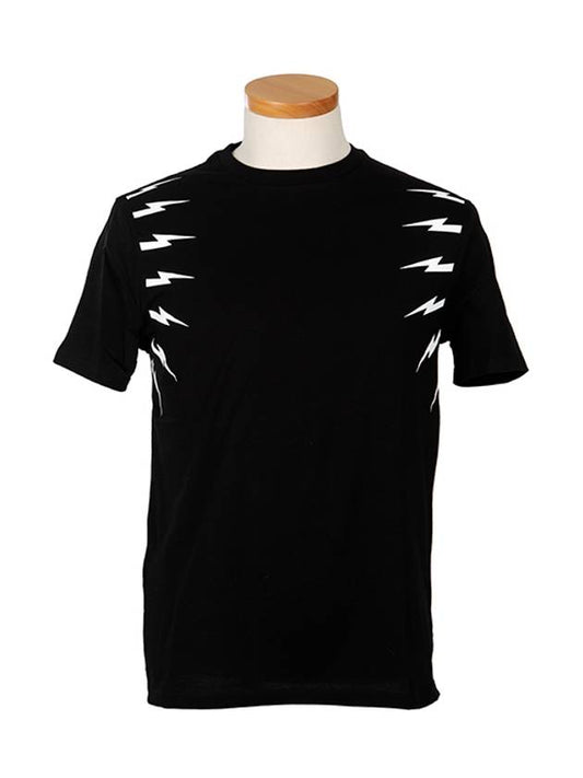 Lightning Bolt Short Sleeve T-Shirt Black - NEIL BARRETT - BALAAN 2