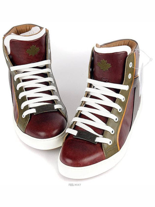 SN423 V291 M078 Leather High Top Wine - DSQUARED2 - BALAAN 1