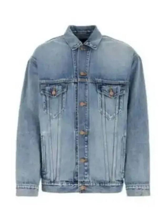 Balenciaga Back Spray Logo Denim Jacket Blue - BALENCIAGA - BALAAN 2