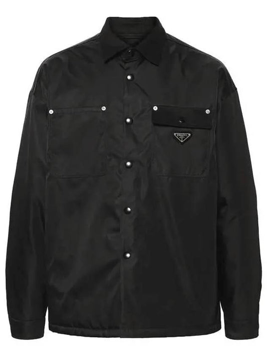 Triangle Logo Shirt Jacket Black - PRADA - BALAAN 2