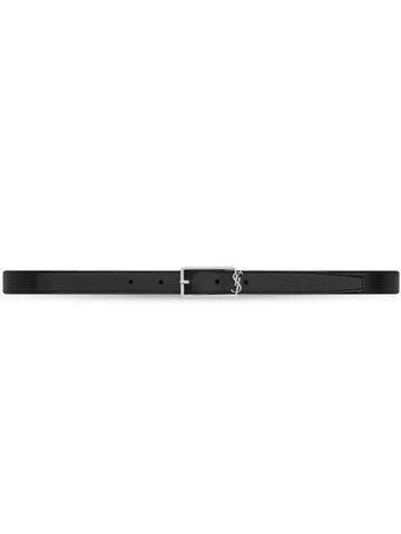 New Cassandre Buckle Leather Belt Black - SAINT LAURENT - BALAAN 1