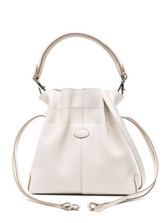 Di Mini Drawstring Leather Bucket Bag White - TOD'S - BALAAN 1