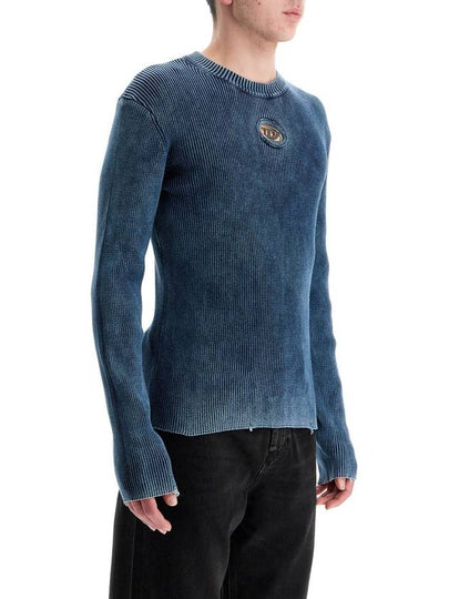 blue peacoat vertical ribbed cotton sweater - DIESEL - BALAAN 2